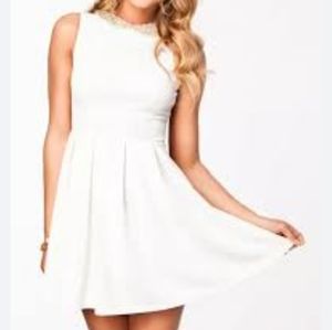 ❤️NWOT 4 Collective Cream Beaded A-line Sleeveless Dress 4C Size 0